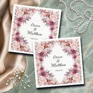 Servilleta De Papel Boda Floral Dusty Pink Boho
