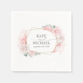 Servilleta De Papel Boda floral Dusty Pink y Rubor