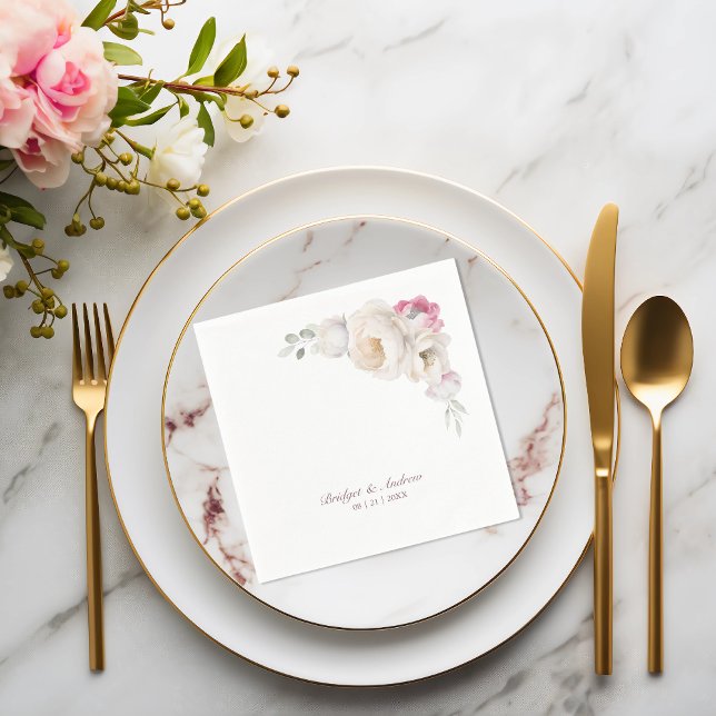 Servilleta De Papel Boda floral elegante (Subido por el creador)