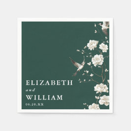 Servilleta De Papel Boda floral elegante Chinoiserie verde esmeralda