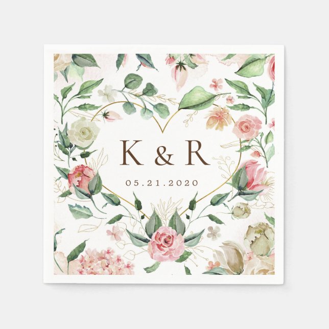 Servilleta De Papel Boda Floral Elegante De Bloom De Medianoche (Anverso)