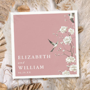 Servilleta De Papel Boda floral elegante de Dusty Rose Chinoiserie