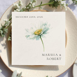 Servilleta De Papel Boda floral elegante de margarita acuarela