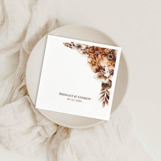 Servilleta De Papel Boda floral elegante de naranja quemada (Subido por el creador)