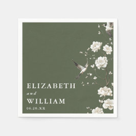 Servilleta De Papel Boda floral elegante de Olive Green