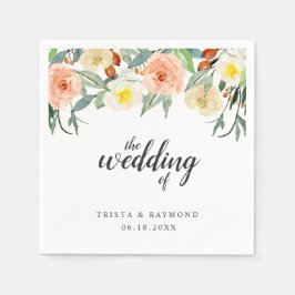 Servilleta De Papel Boda Floral Elegante de Peach