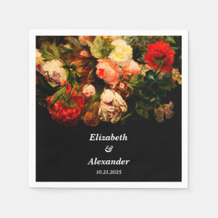 Servilleta De Papel Boda floral elegante oscura y romántica