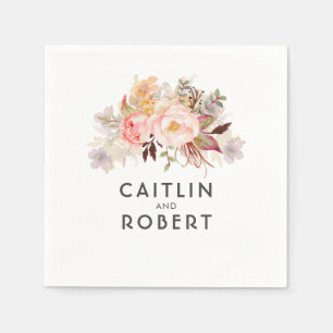 Servilleta De Papel Boda floral elegante rosa Rubor