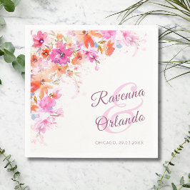 Servilleta De Papel Boda Floral Flor de Cerezo Pastel Rosa Romance