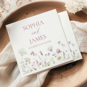 Servilleta De Papel Boda Floral Flores de Flor Silvestre Elegante