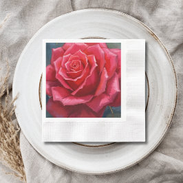 Servilleta De Papel Boda floral formal acuarela rosa roja