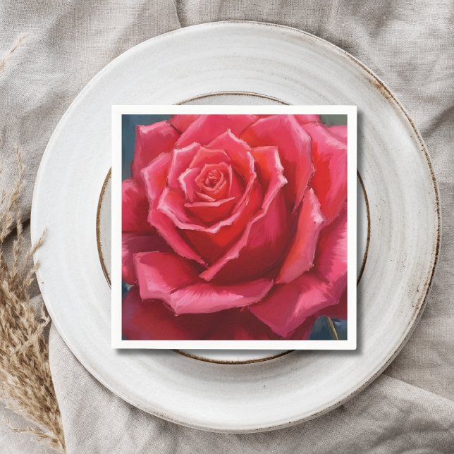 Servilleta De Papel Boda floral formal de acuarela de rosa roja (Subido por el creador)