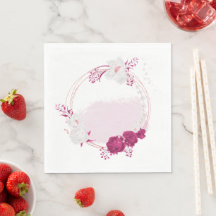 Servilleta De Papel boda floral fucsia y blanco