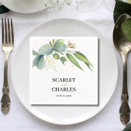 Servilleta De Papel Boda floral geométrica de eucalipto