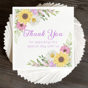 Servilleta De Papel Boda Floral Girasoles Margaritas Gracias