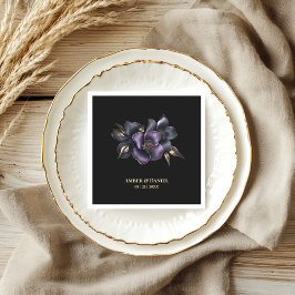 Servilleta De Papel Boda floral gris morado negro