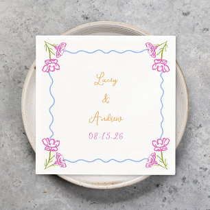 Servilleta De Papel Boda floral italiano de mano personalizada