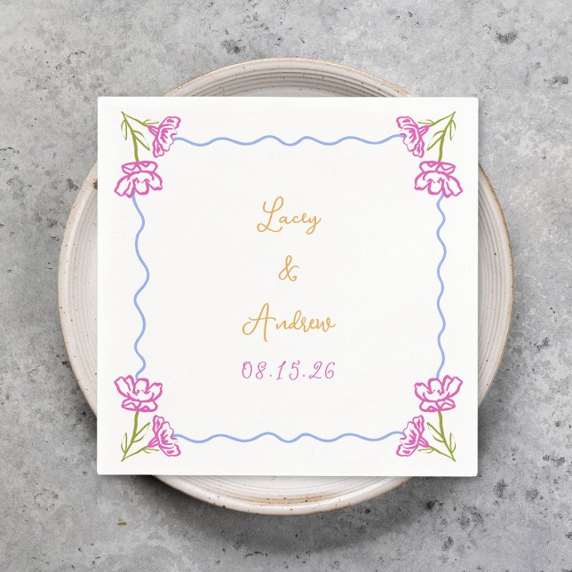 Servilleta De Papel Boda floral italiano de mano personalizada (Subido por el creador)