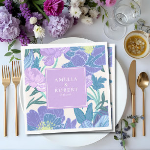 Servilleta De Papel Boda floral Lilac y Purple Pastel