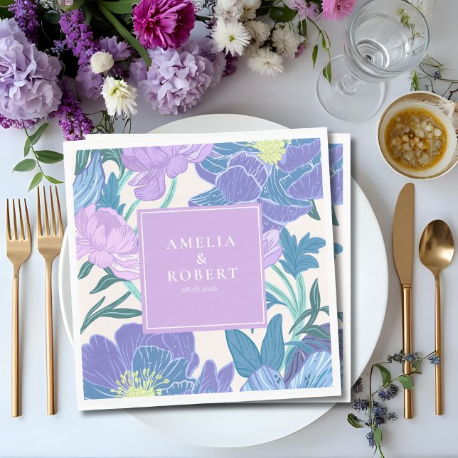 Servilleta De Papel Boda floral Lilac y Purple Pastel (Subido por el creador)