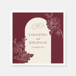 Servilleta De Papel Boda Floral Marrón Profundo Arco de Marfil