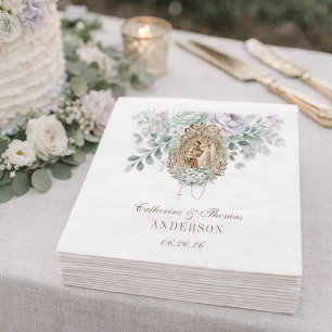 Servilleta De Papel Boda Floral Mary Joseph Mint y Lavender