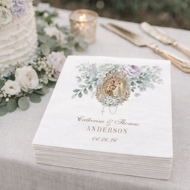 Servilleta De Papel Boda Floral Mary Joseph Mint y Lavender (Subido por el creador)