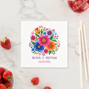 Servilleta De Papel Boda Floral Mexicana Colorida