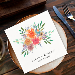 Servilleta De Papel Boda floral minimalista elegante de acuarela