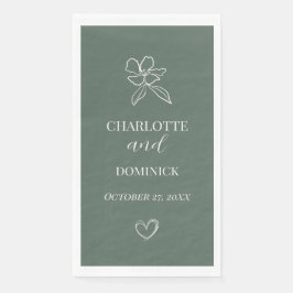 Servilleta De Papel Boda floral minimalista verde bosque   