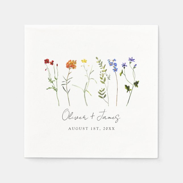 Servilleta De Papel Boda floral minimo del Orgullo Gay LGBTQ (Anverso)