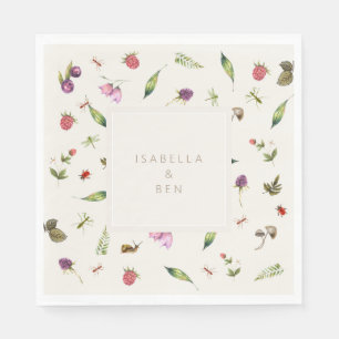 Servilleta De Papel Boda floral moderno Greenery Berries Insects