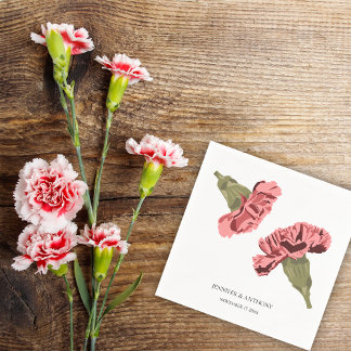Servilleta De Papel Boda floral moderno Pink Carnations de lujo