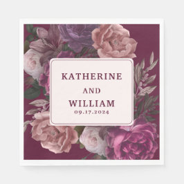 Servilleta De Papel Boda floral moreno morado y morado