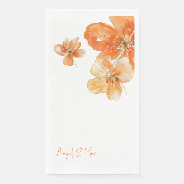 Servilleta De Papel Boda floral Naranja personalizado (Anverso)