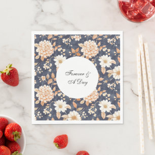 Servilleta De Papel Boda floral Navy Blue Cream Peach