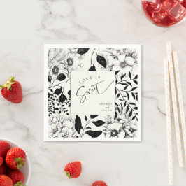 Servilleta De Papel Boda floral negro