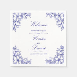 Servilleta De Papel Boda Floral Ornate Azul