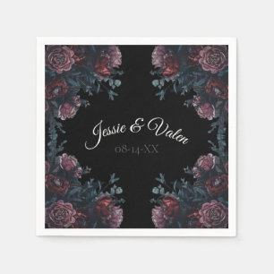 Servilleta De Papel Boda floral oscuro Gothic Black Elegant