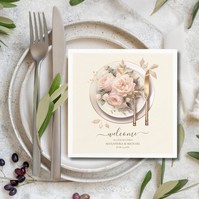 Servilleta De Papel Boda floral Pastel Soft Rubor Peach (Subido por el creador)