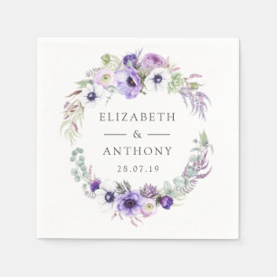 Servilleta De Papel Boda Floral Pastel Violeta Polvorienta