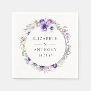 Servilleta De Papel Boda Floral Pastel Violeta Polvorienta