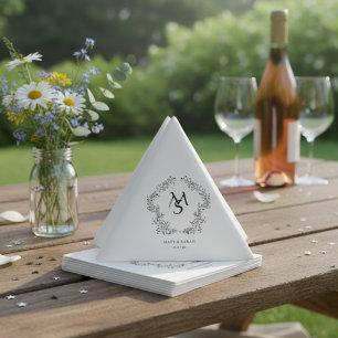 Servilleta De Papel Boda floral personalizada blanca