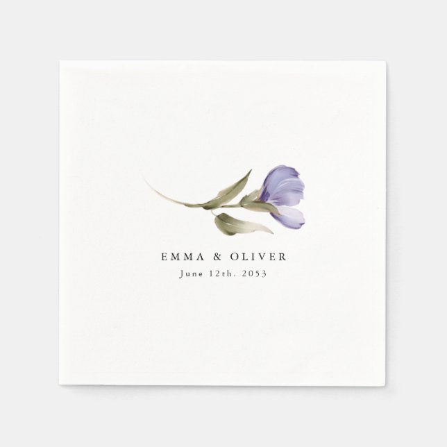 Servilleta De Papel Boda floral personalizada de lavanda (Anverso)