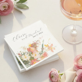 Servilleta De Papel Boda Floral Pintada con Toque Romántico