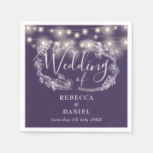 Boda Floral Purple Script de las luces de cadena