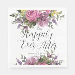 Servilleta De Papel Boda floral púrpura boho magenta después de