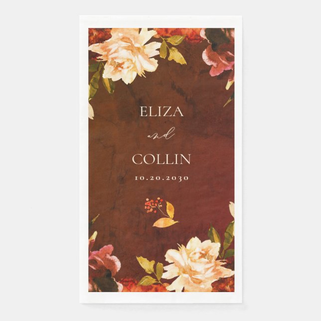 Servilleta De Papel Boda floral romántico de otoño (Anverso)