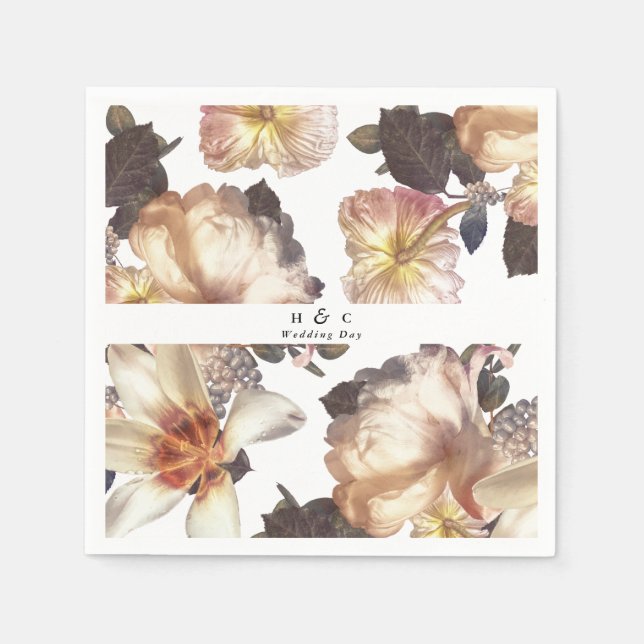 Servilleta De Papel Boda floral romántico moderno (Anverso)