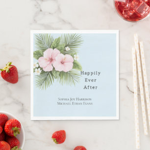 Servilleta De Papel Boda floral rosa azul tropical Hibiscus